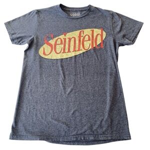 Seinfeld Mens Graphic T-Shirt Small Heather Navy Blue Short Sleeve TV Show Logo
